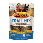 Zuke’s Trail Mix chicken recipe soft treats in a resealable 16 oz pouch for on-the-go rewards.