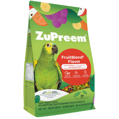ZuPreem FruitBlend large-bird pellets with colorful shapes promote balanced daily nutrition.