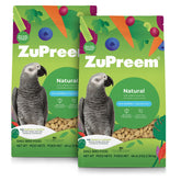 ZuPreem Natural Parrot Pellets packaging shows balanced daily nutrition for medium to large parrots.