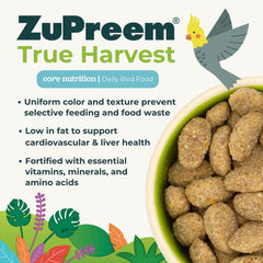 ZuPreem True Harvest ingredients include carrots, beets, and berries for variety