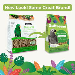 ZuPreem True Harvest pellets close-up texture showing multigrain formula for balance.