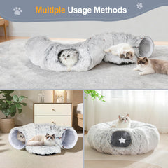 Zuqqony removable cat bed inside the tunnel provides cozy rest.