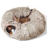 ZVBEK cat tunnel with plush bed offers a cozy indoor retreat