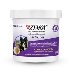 Zymox Advanced Ear Wipes showing enzyme action for gentle dirt and wax removal