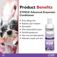ZYMOX coat detangling action highlighting easier brushing and reduced snags.