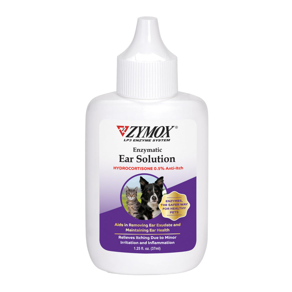 ZYMOX ear-solution bottle-pour shows easy, mess-free application for pets.