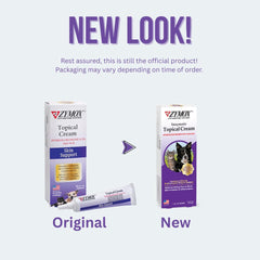 Zymox no-sting ointment application shown for easier pet care.