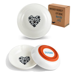 ZYUTONG ceramic cat bowl whisker-friendly 3-pack reduces whisker fatigue during meals