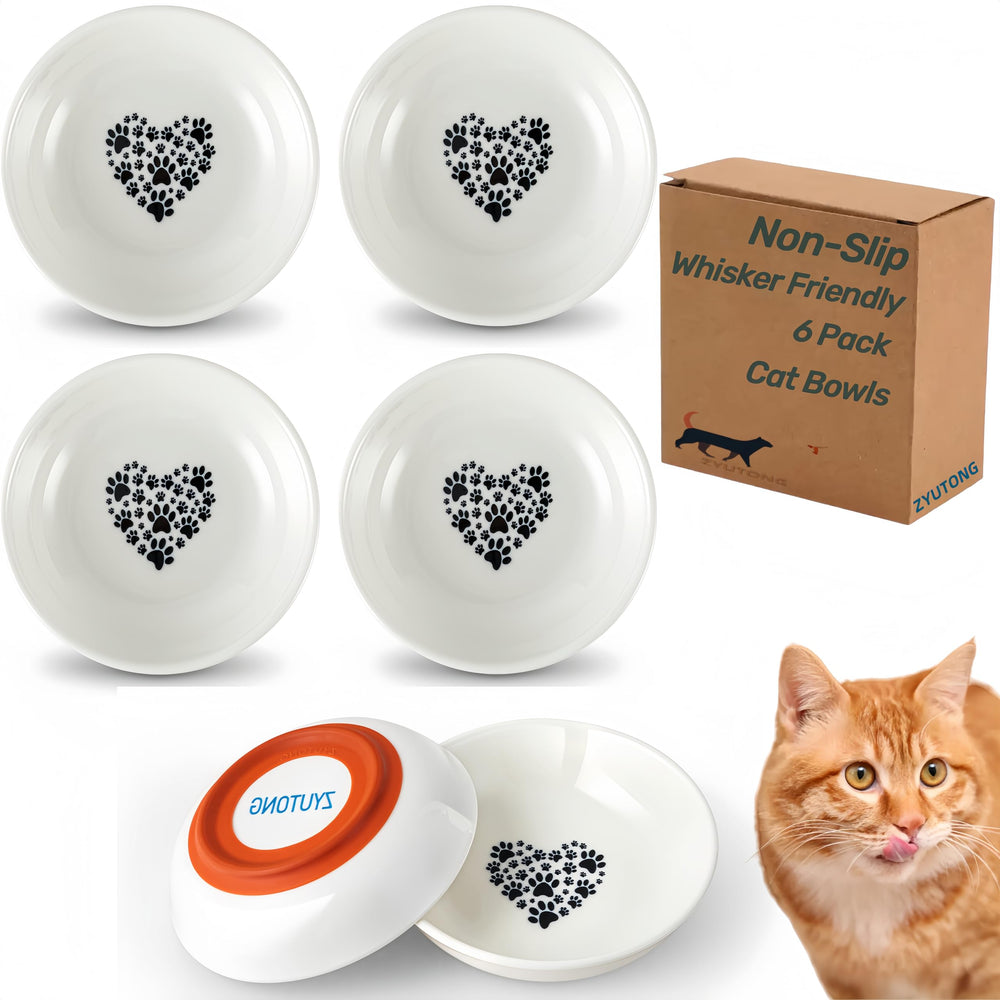 ZYUTONG whisker-friendly cat bowl with wide design reduces whisker fatigue during meals.