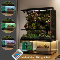 ZZJIHAI 4x2x2 stand LED-strip-lit ambiance enhances terrarium mood
