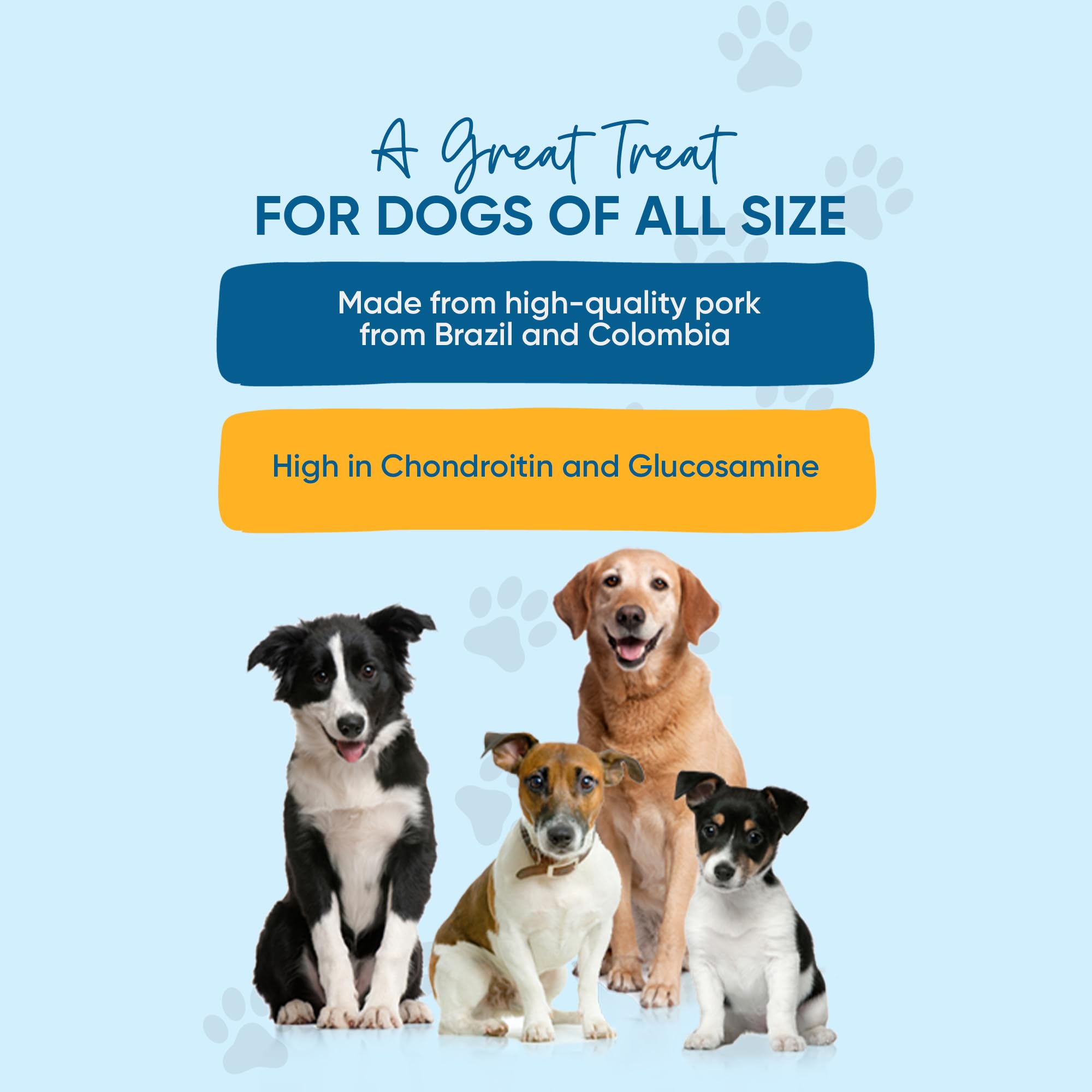 123 Treats mixed sizes pig ears: suitable for all breeds and chewers.