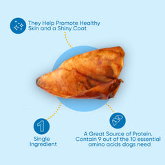 123 Treats natural pig ears oven roasted: savory aroma dogs love during treats.
