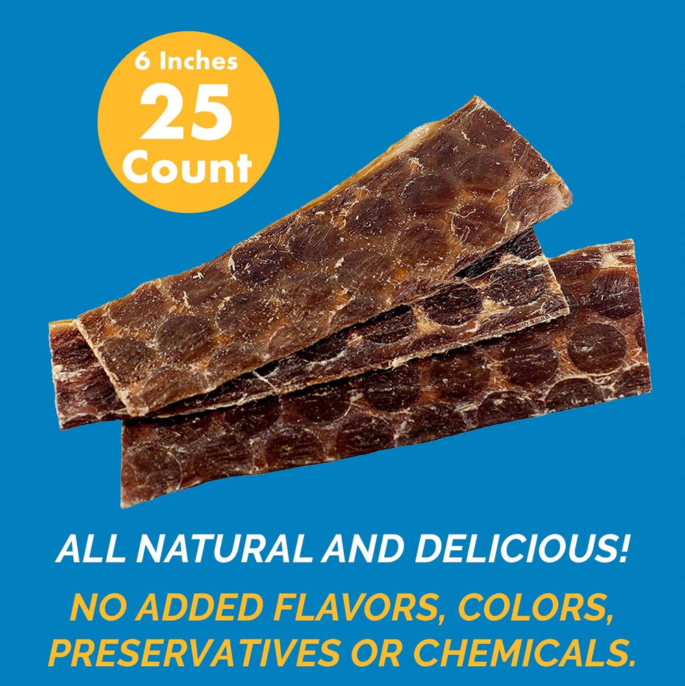 Slow baked beef esophagus chew by 123 Treats with rich aroma and dense texture.