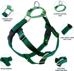 2 Hounds Design Freedom no-pull harness stainless steel hardware resists rust and wear.