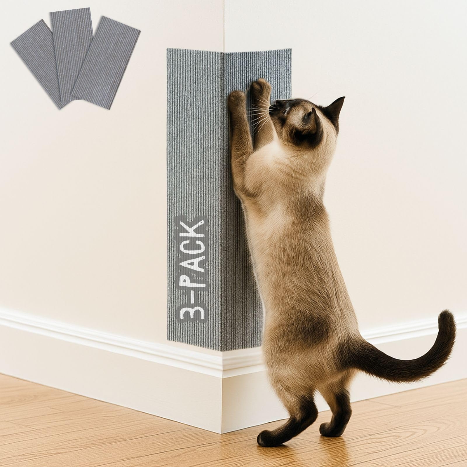 2ME Cat Scratch Mat 3-Pack front view shows durable self-adhesive protection for furniture