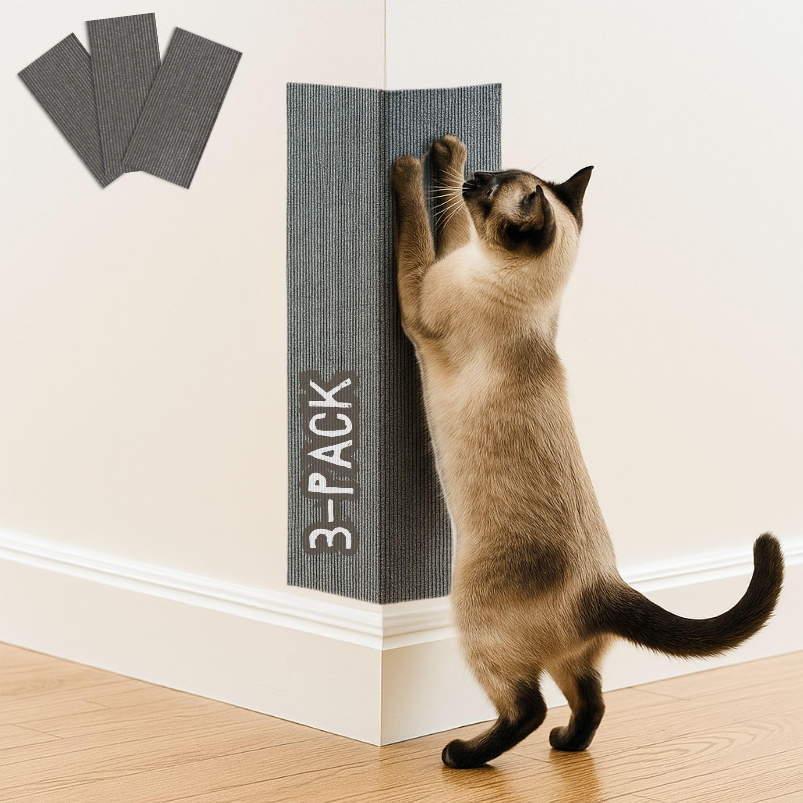 2ME Cat Scratch Mat 3-pack on the floor provides a durable scratching surface.