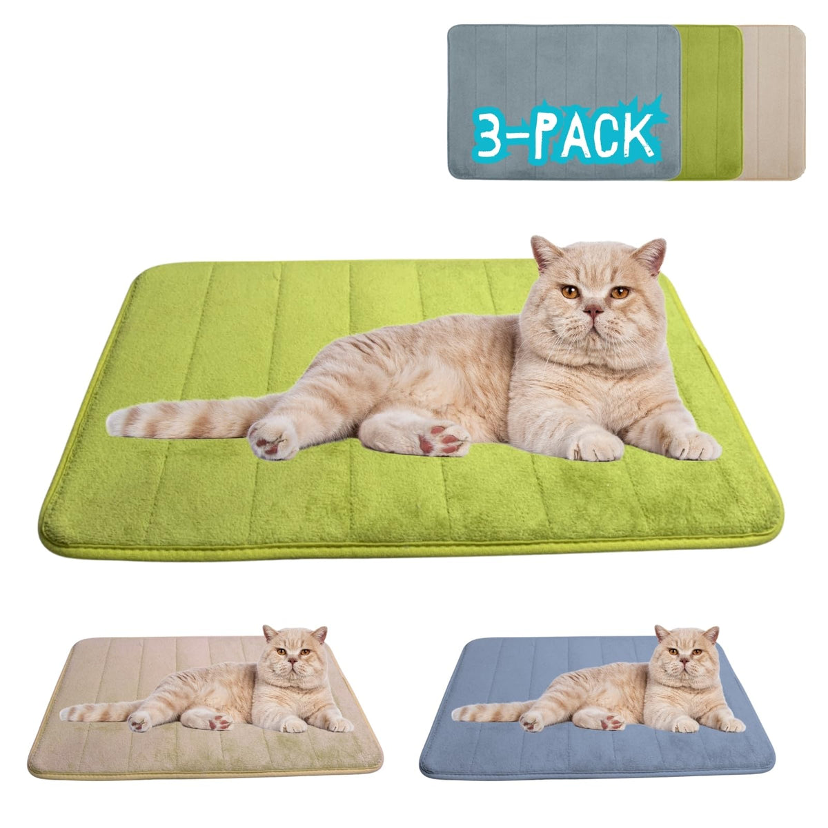 2ME Washable Pet Bed Mat in blue offers a soft resting surface for indoor cats.