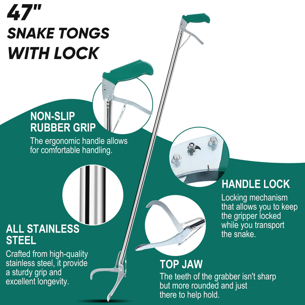 2win2buy stainless steel snake tongs highlight a rigid main staff built for durability