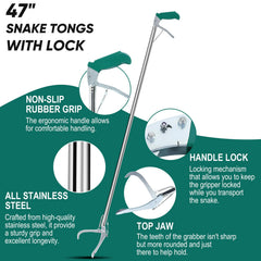2win2buy stainless steel snake tongs highlight a rigid main staff built for durability