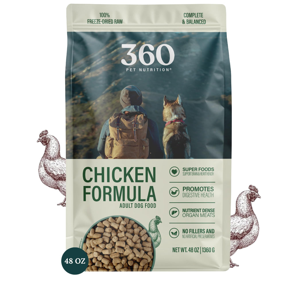 360 Pet Nutrition freeze-dried raw chicken liver organs image – high-protein nutrition for dogs.