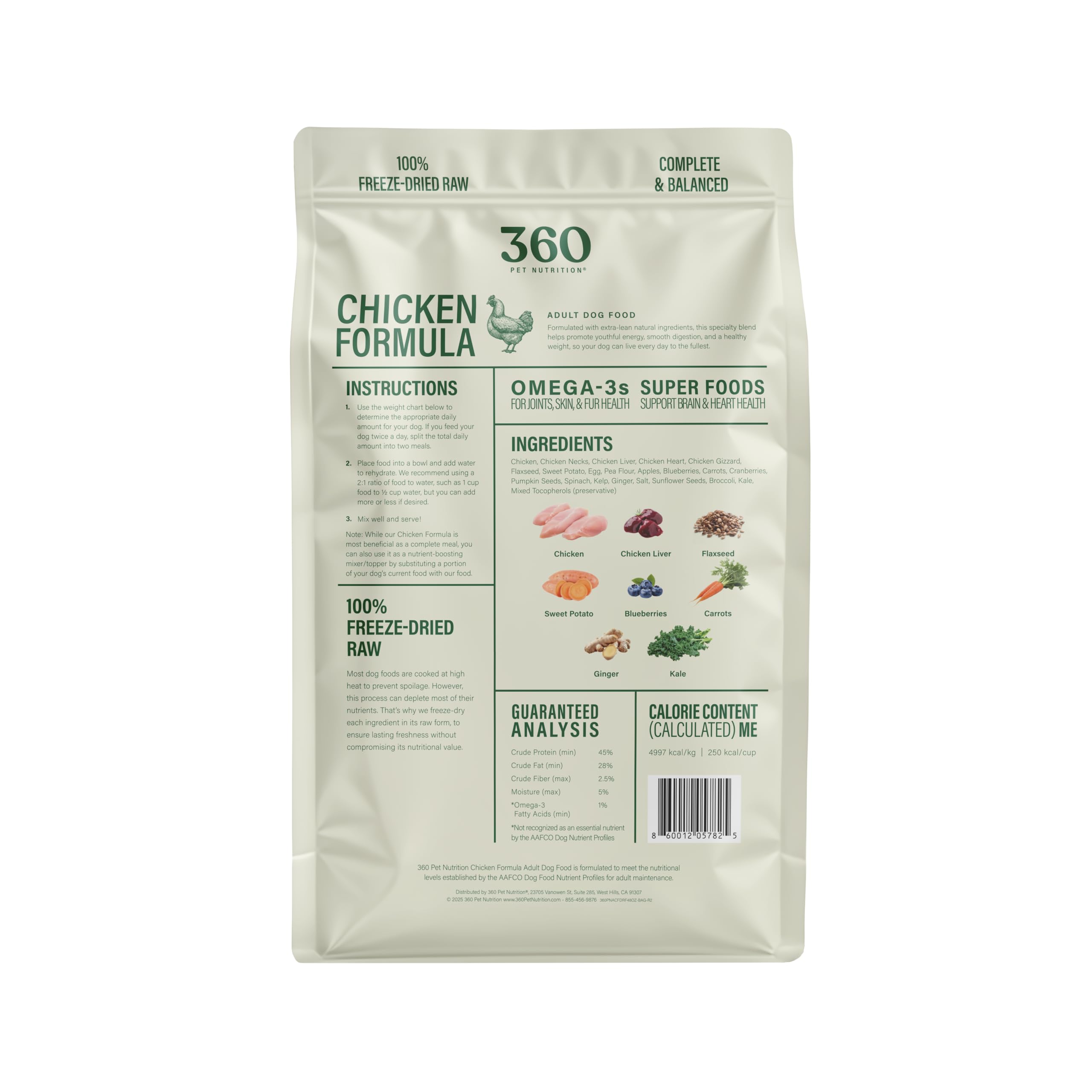 360 Pet Nutrition freeze-dried raw dog food easy to serve – simple portioning for dogs.