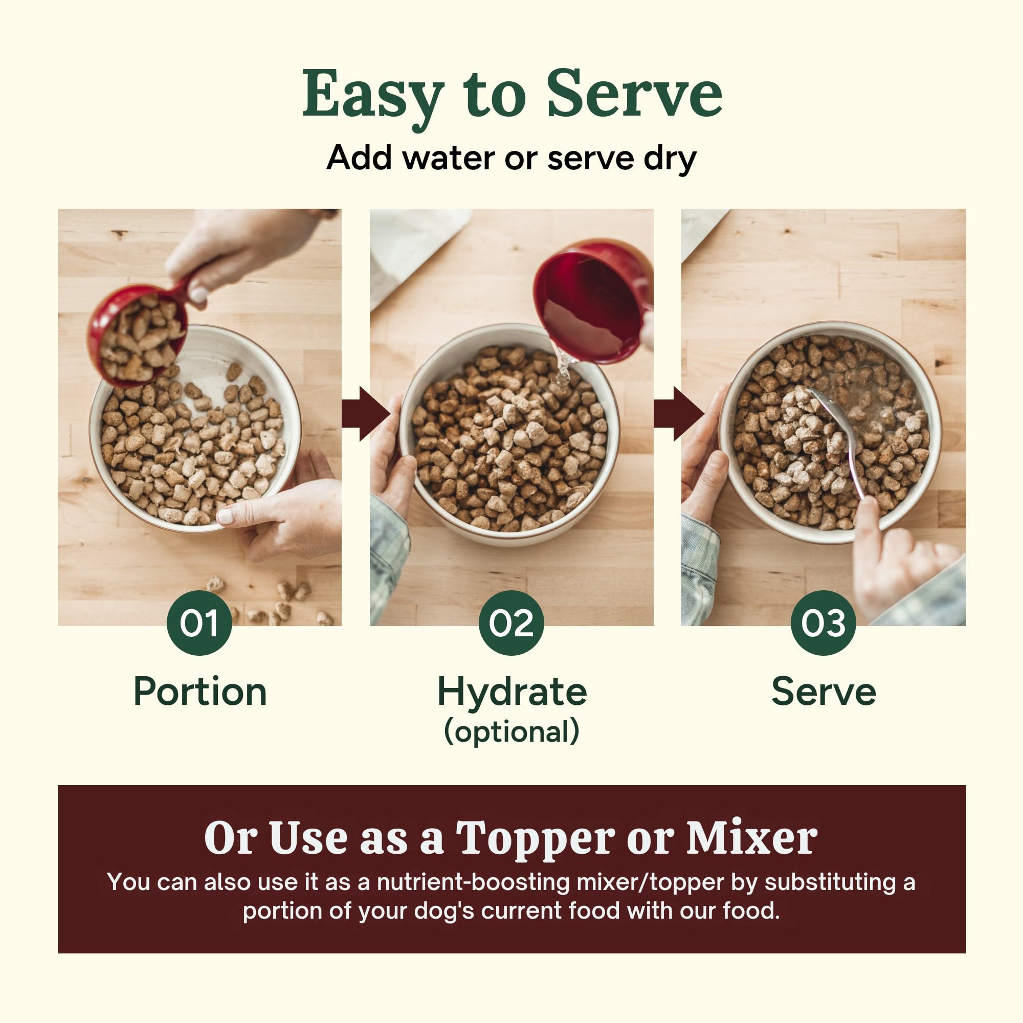 360 Pet Nutrition freeze-dried raw dog food no-fillers – pure ingredients, no cereals.