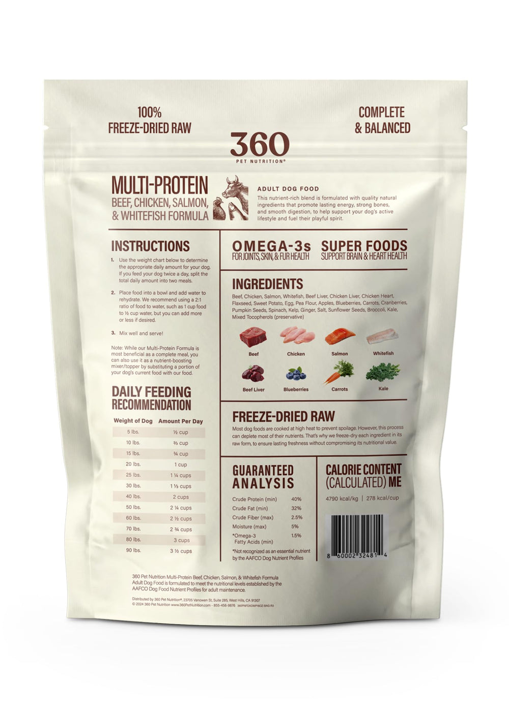 360 Pet Nutrition Freeze-Dried Raw Dog Food reseal cap keeps freshness