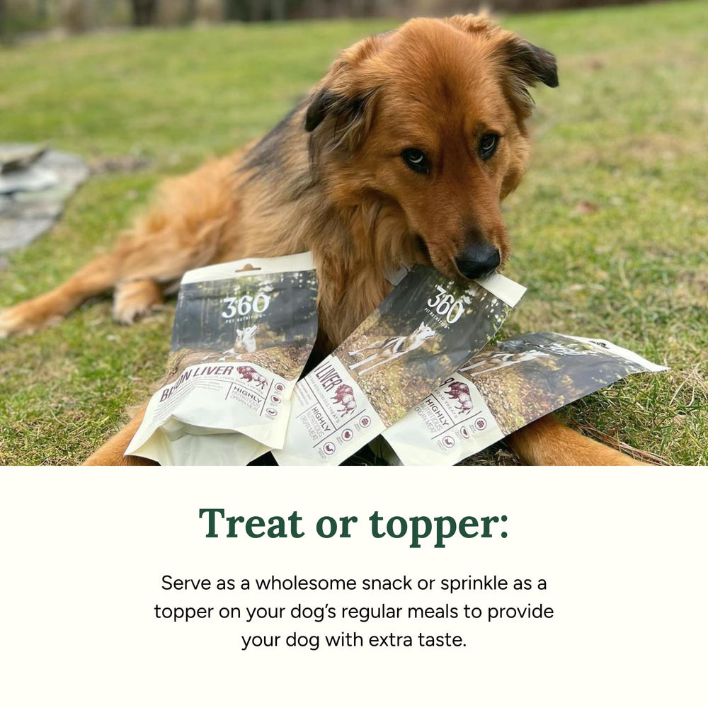 360 Pet Nutrition training treats with bison liver, easy to reward during sessions.