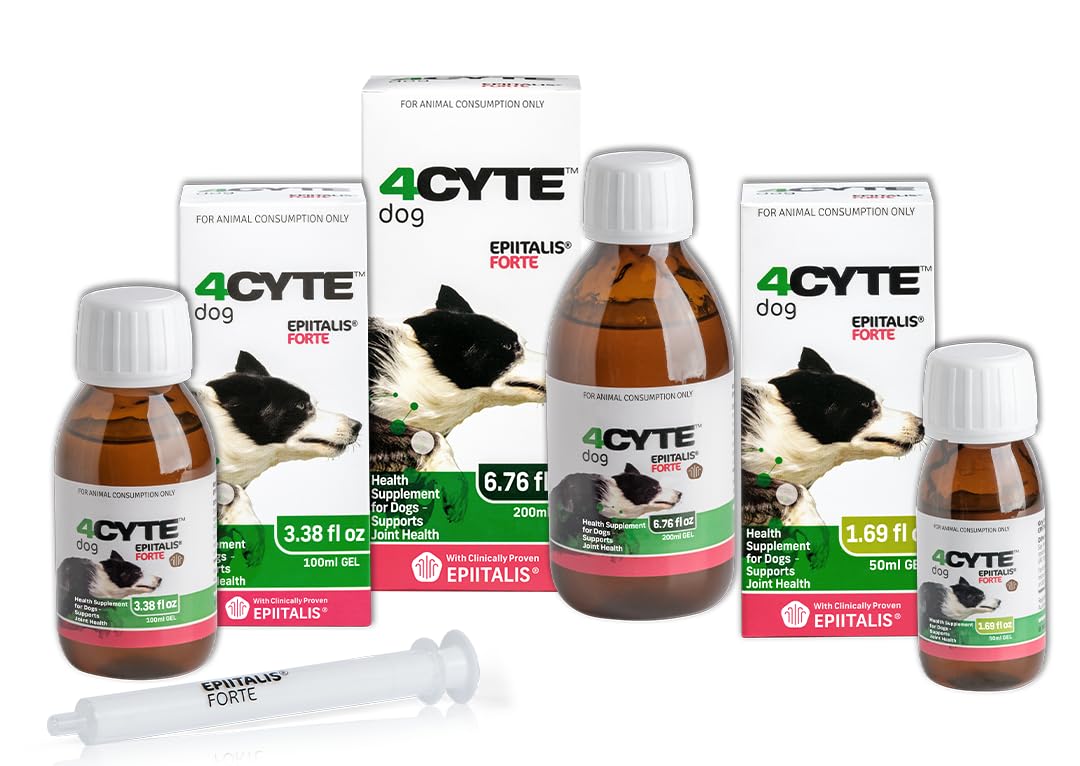 4CYTE Epiitalis Forte daily-use bottle pictured for routine dosing in dogs six months and older