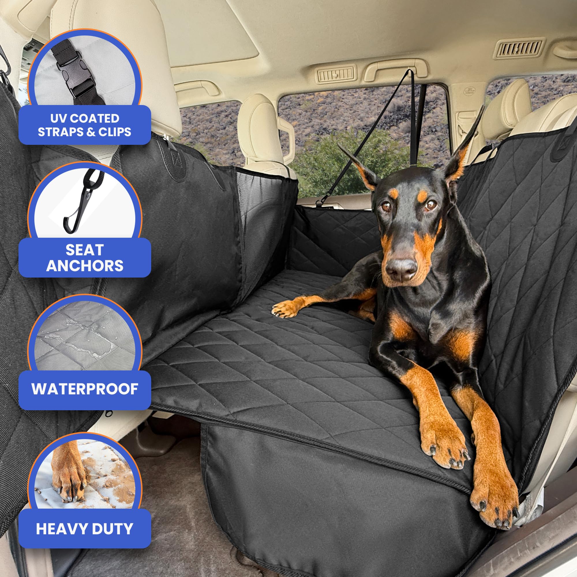 4Knines back seat extender waterproof fabric enables quick cleanup after muddy walks