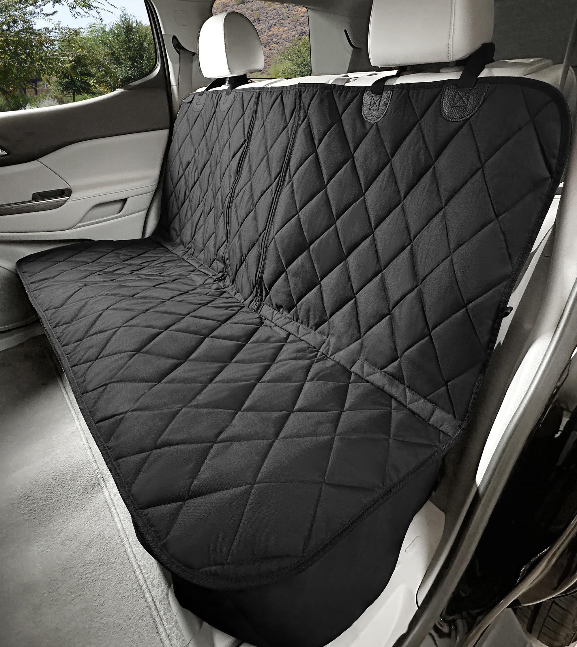 4Knines dog seat cover with double L-shaped zipper for easy belt access
