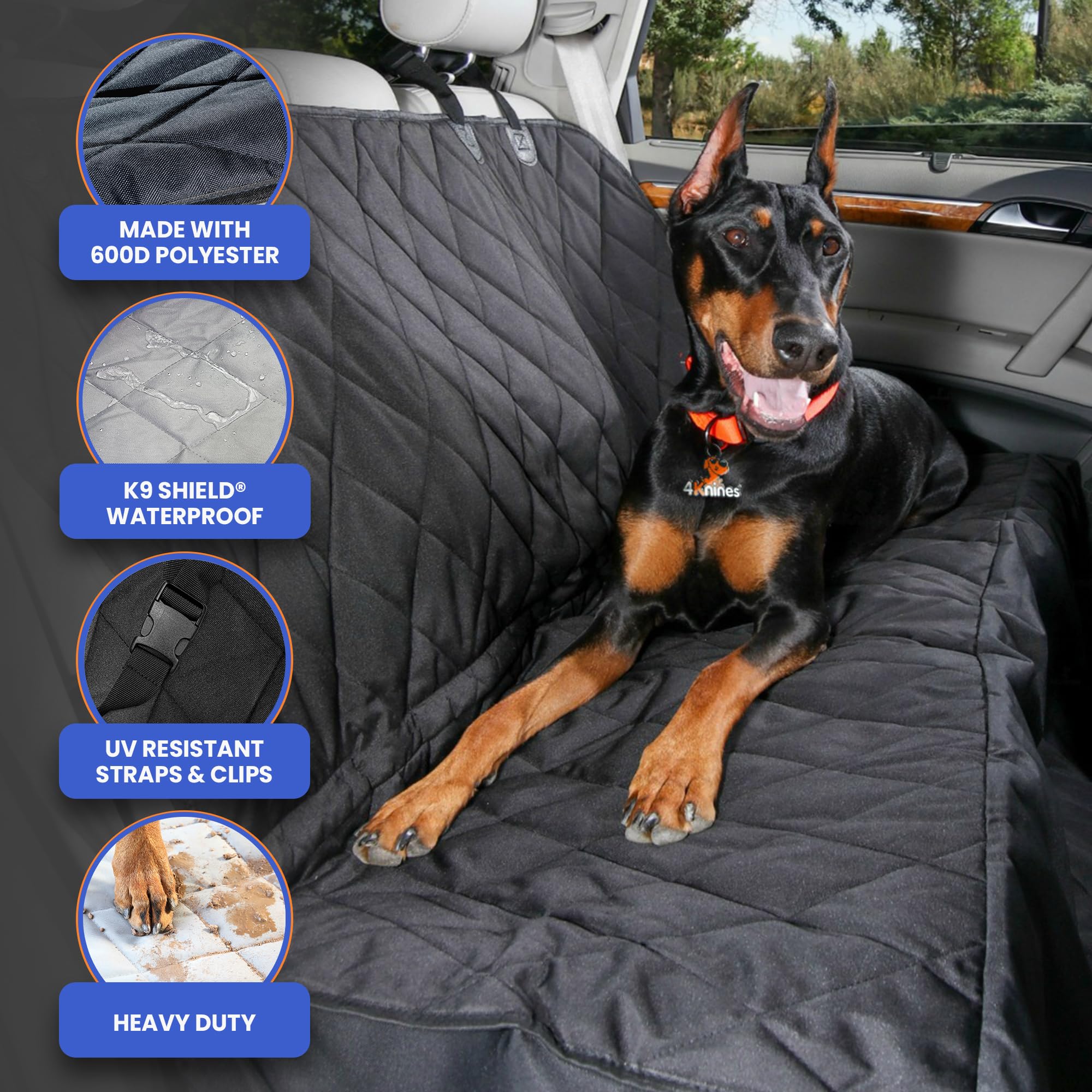 4Knines UV-coated straps and nylon clips secure the cover firmly.