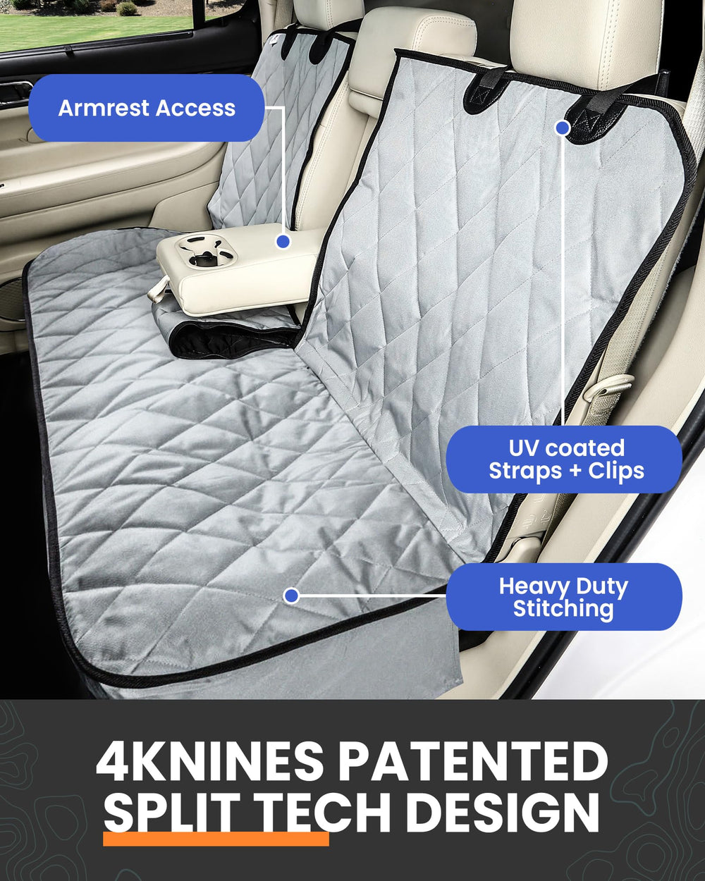 4Knines non-slip backing prevents shifting during travel