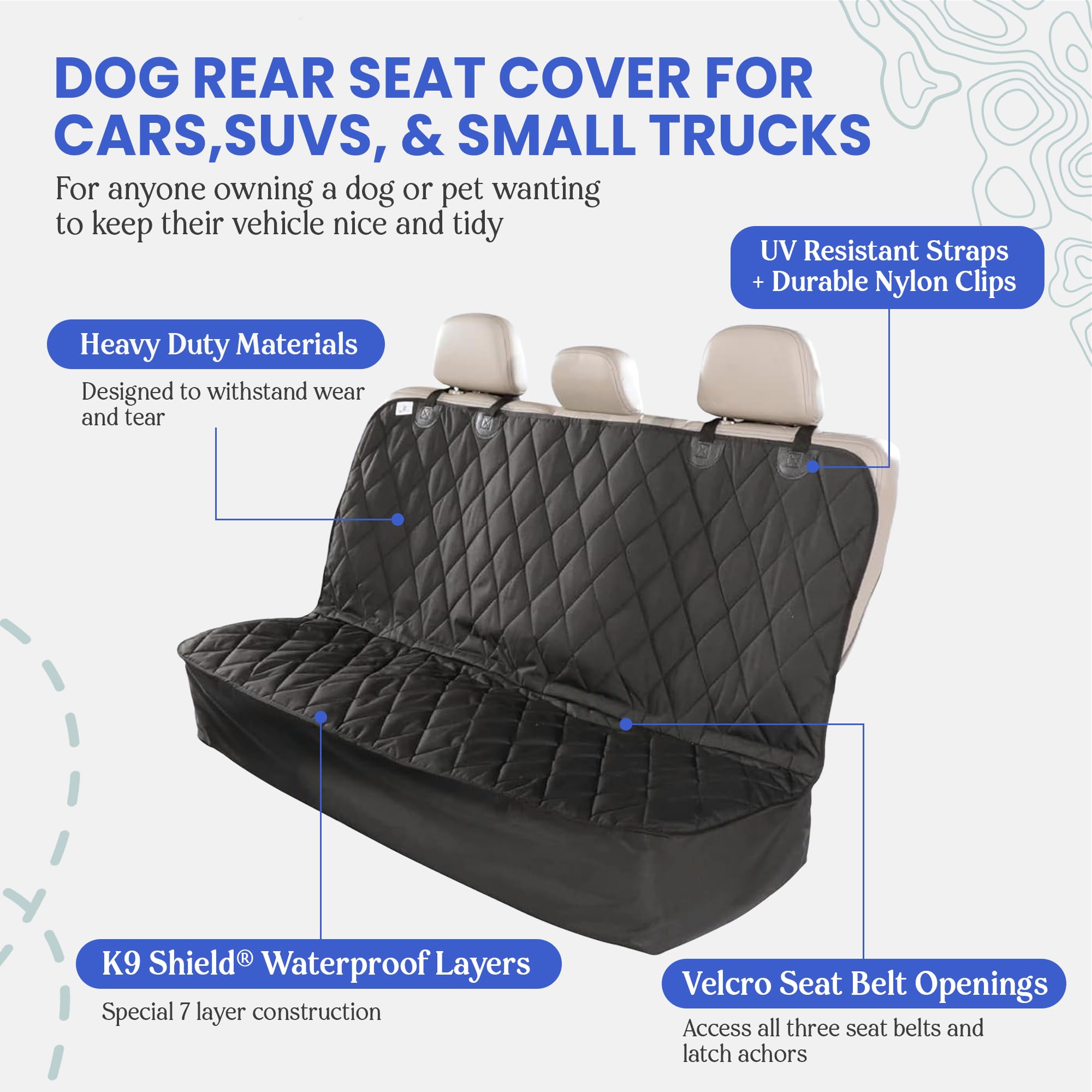 Non-slip layer prevents sliding for a steadier ride with pets