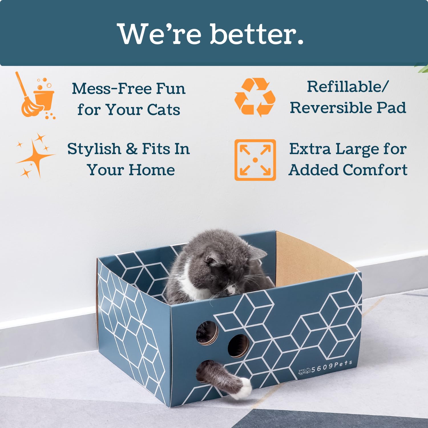 Refillable double-sided scratch pad promotes longer life.