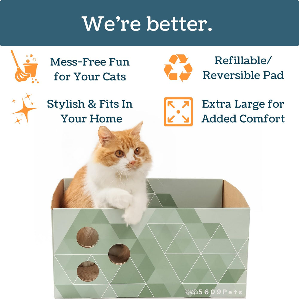 5609PETS Cat Scratching Box cat hideout for lounging and play.