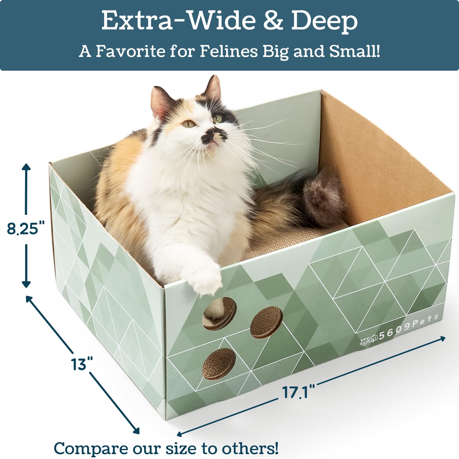 5609PETS Cat Scratching Box floor-protection helps keep surfaces clean.