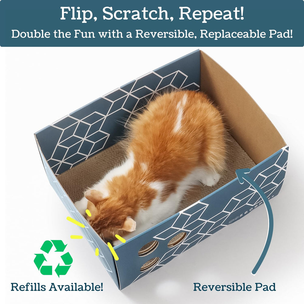 Shredded cardboard stays contained with high sides.