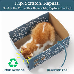 Shredded cardboard stays contained with high sides.