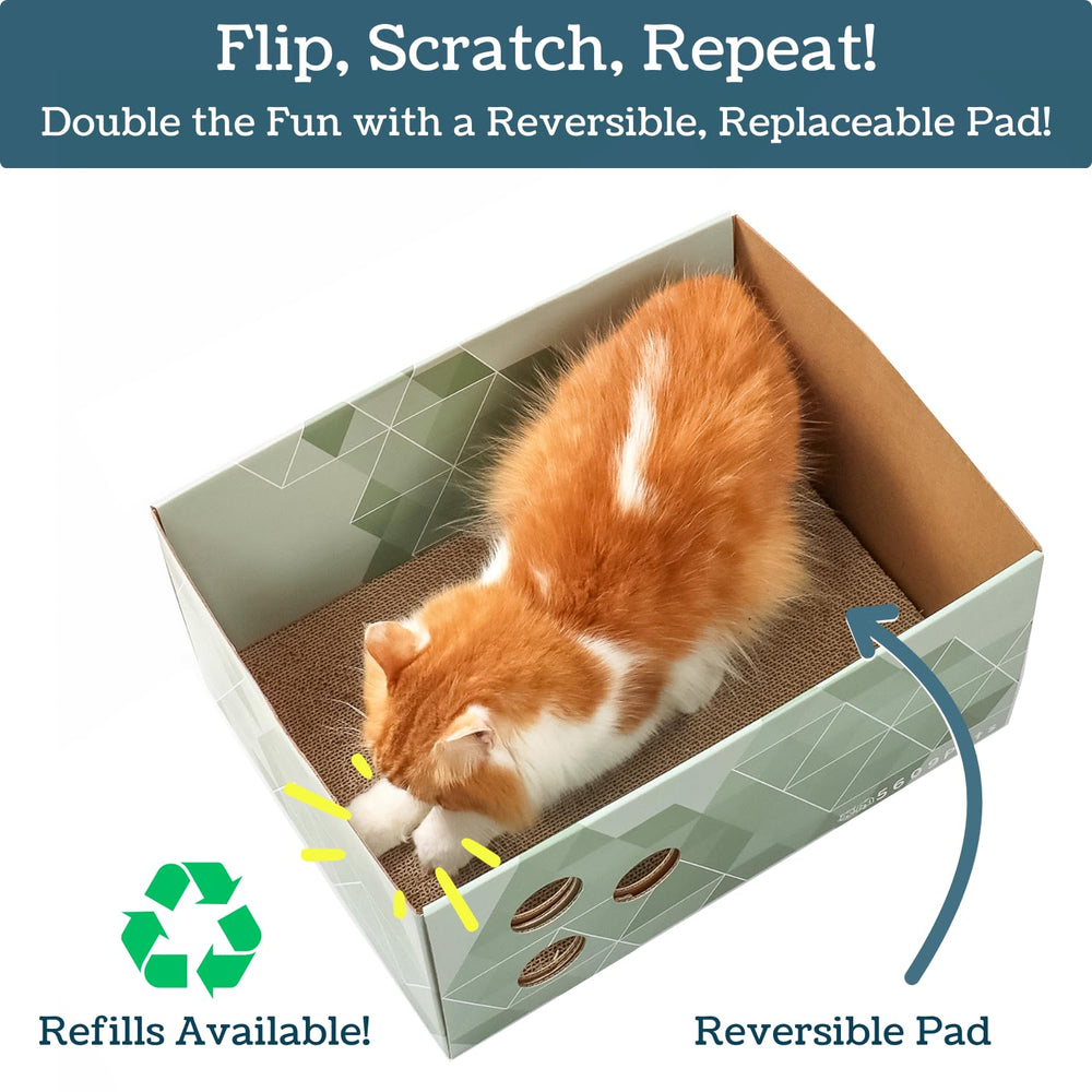 5609PETS Cat Scratching Box double-sided pad extends scratching life.