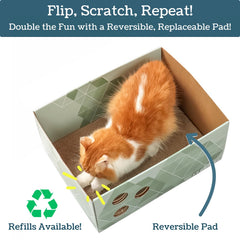 5609PETS Cat Scratching Box double-sided pad extends scratching life.