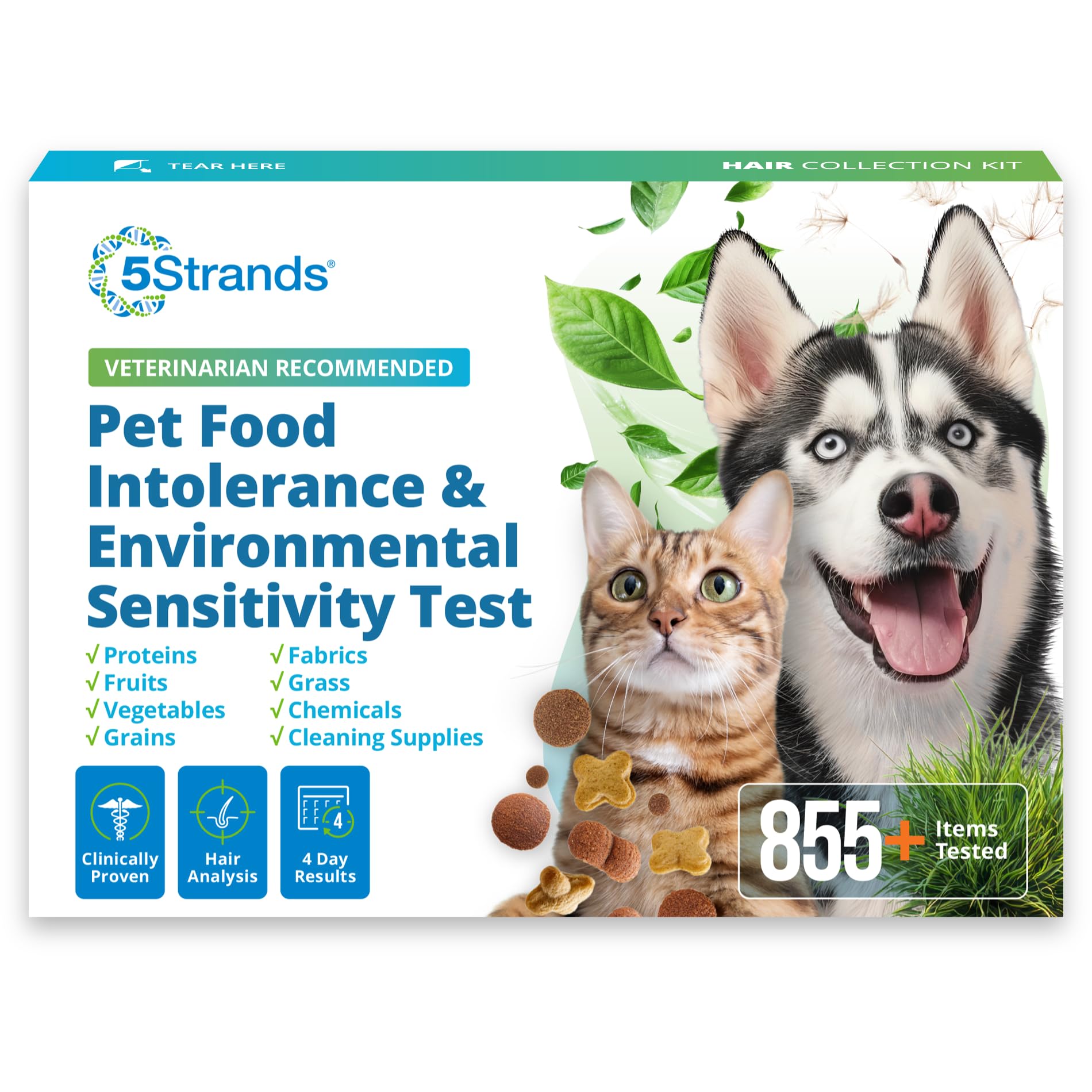 5Strands Pet Test Kit packaging shown for quick at-home screening.