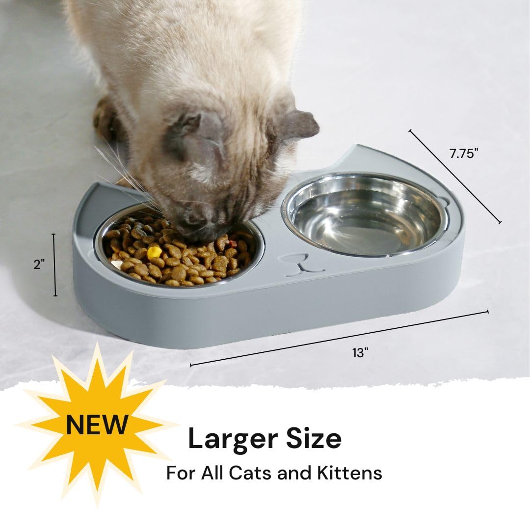 7 Ruby Road cat bowls grey silicone feeding station; stable surface reduces spills.