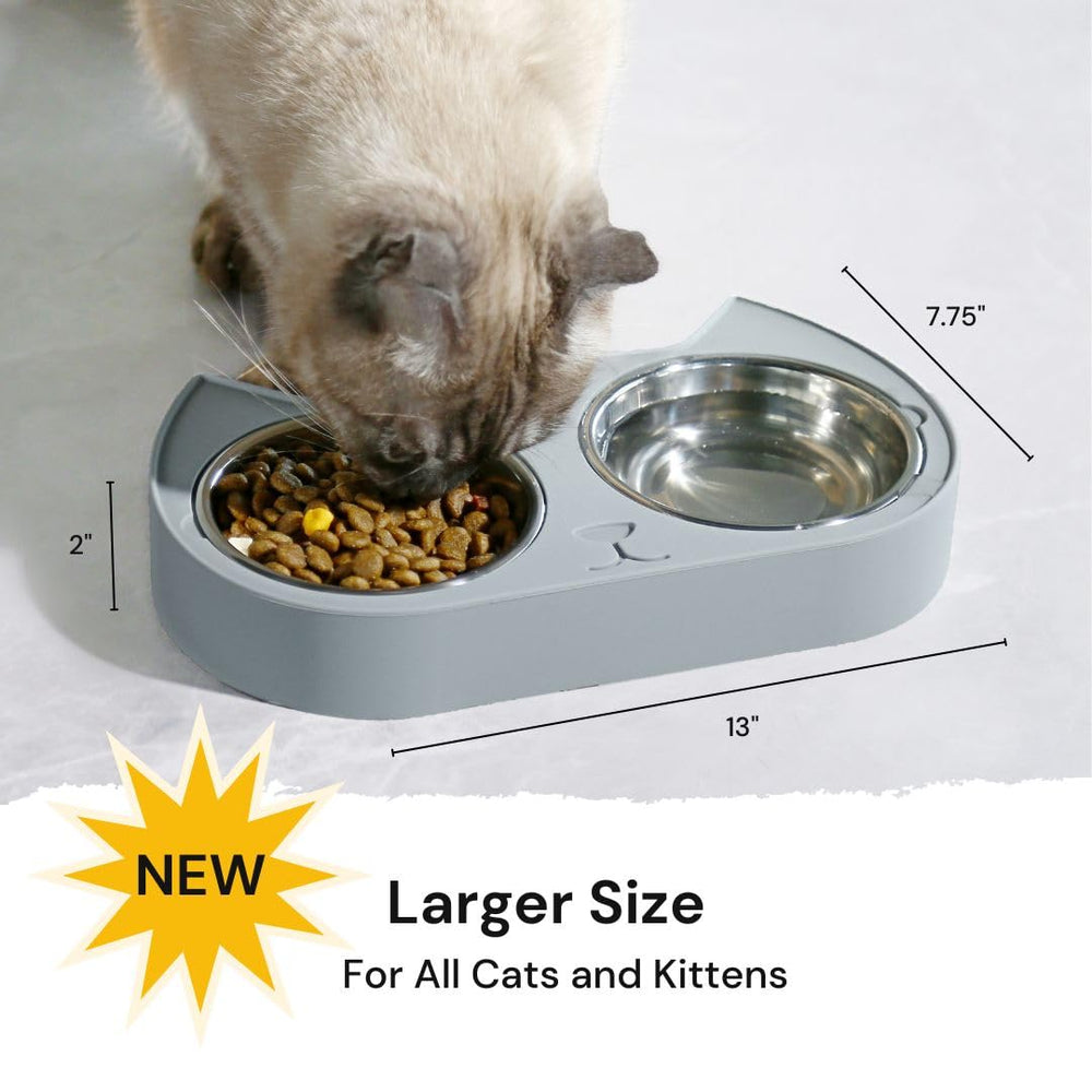 7 Ruby Road cat bowls grey silicone feeding station; stable surface reduces spills.