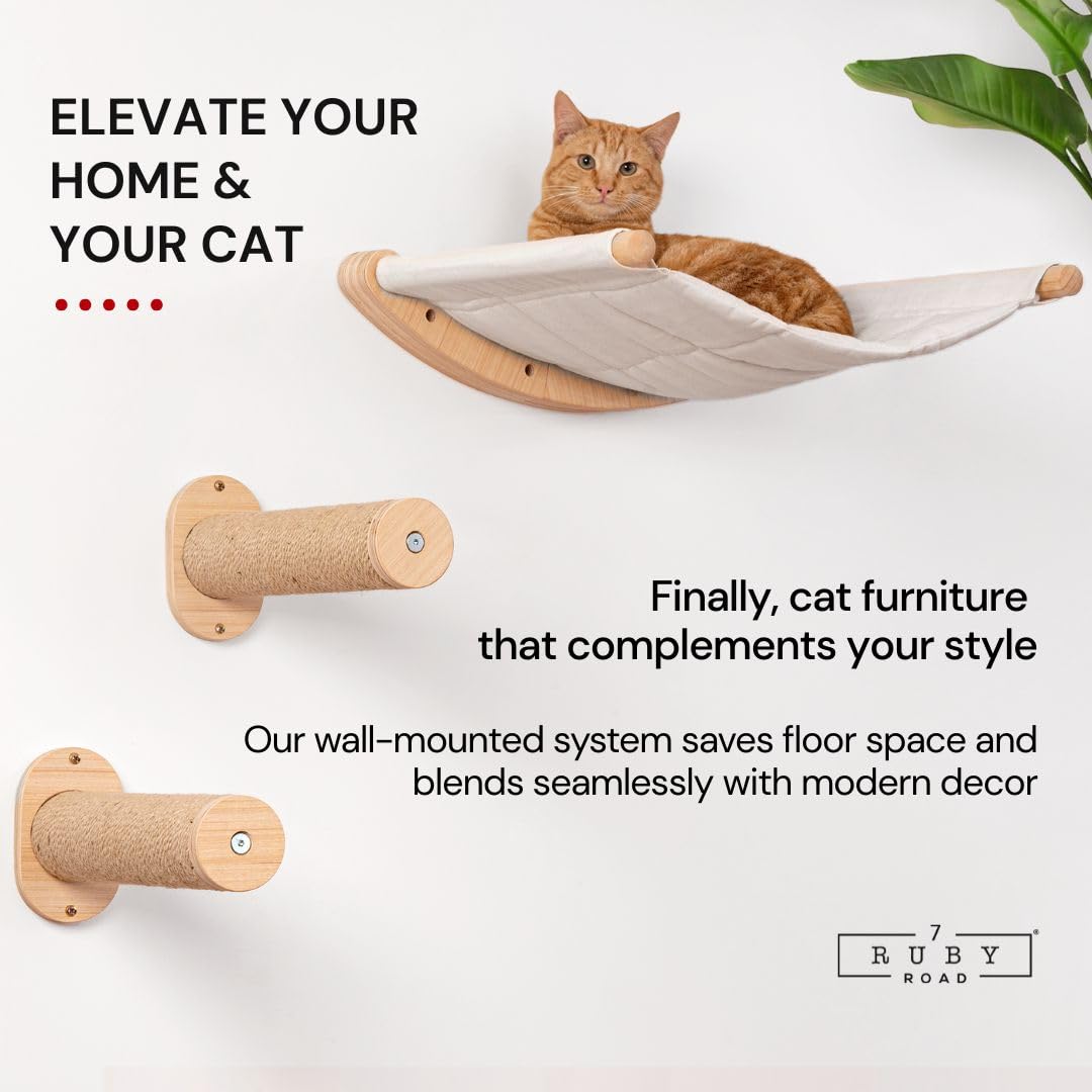 7 Ruby Road Cat Wall Shelves Hammock Set: spacious hammock for large cats like Maine Coons.