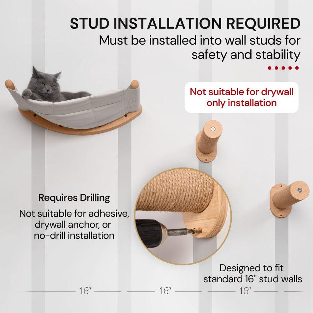 7 Ruby Road Cat Wall Shelves Hammock Set: sturdy wood construction supports up to 35 lbs.