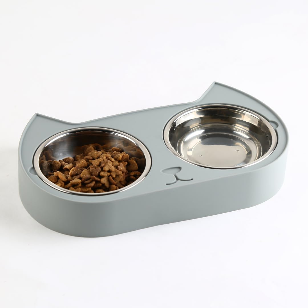 7 Ruby Road cute cat bowls; stainless steel dishes for durable daily use.