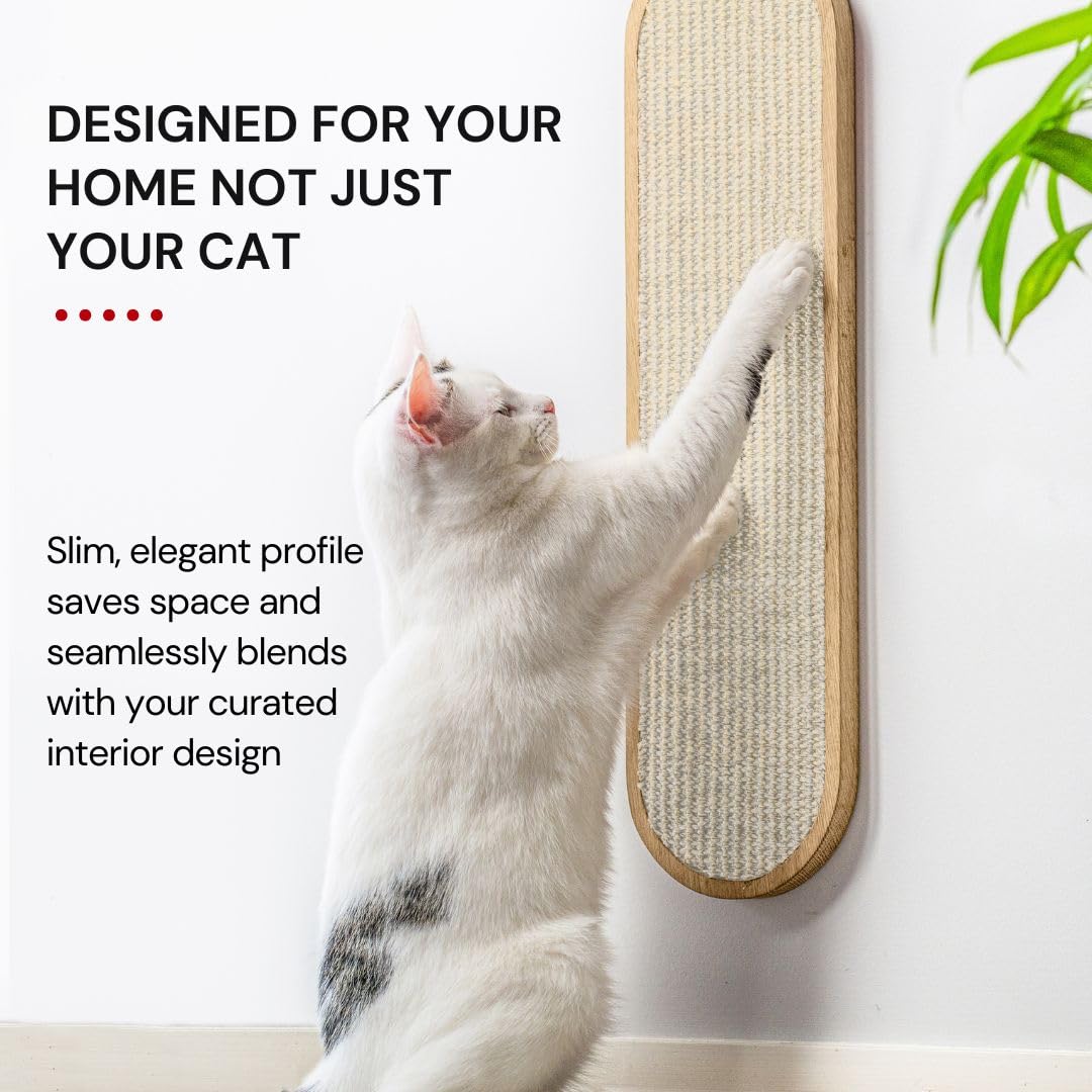 7 Ruby Road wall-mounted cat scratcher cream with space saving design for slim living spaces