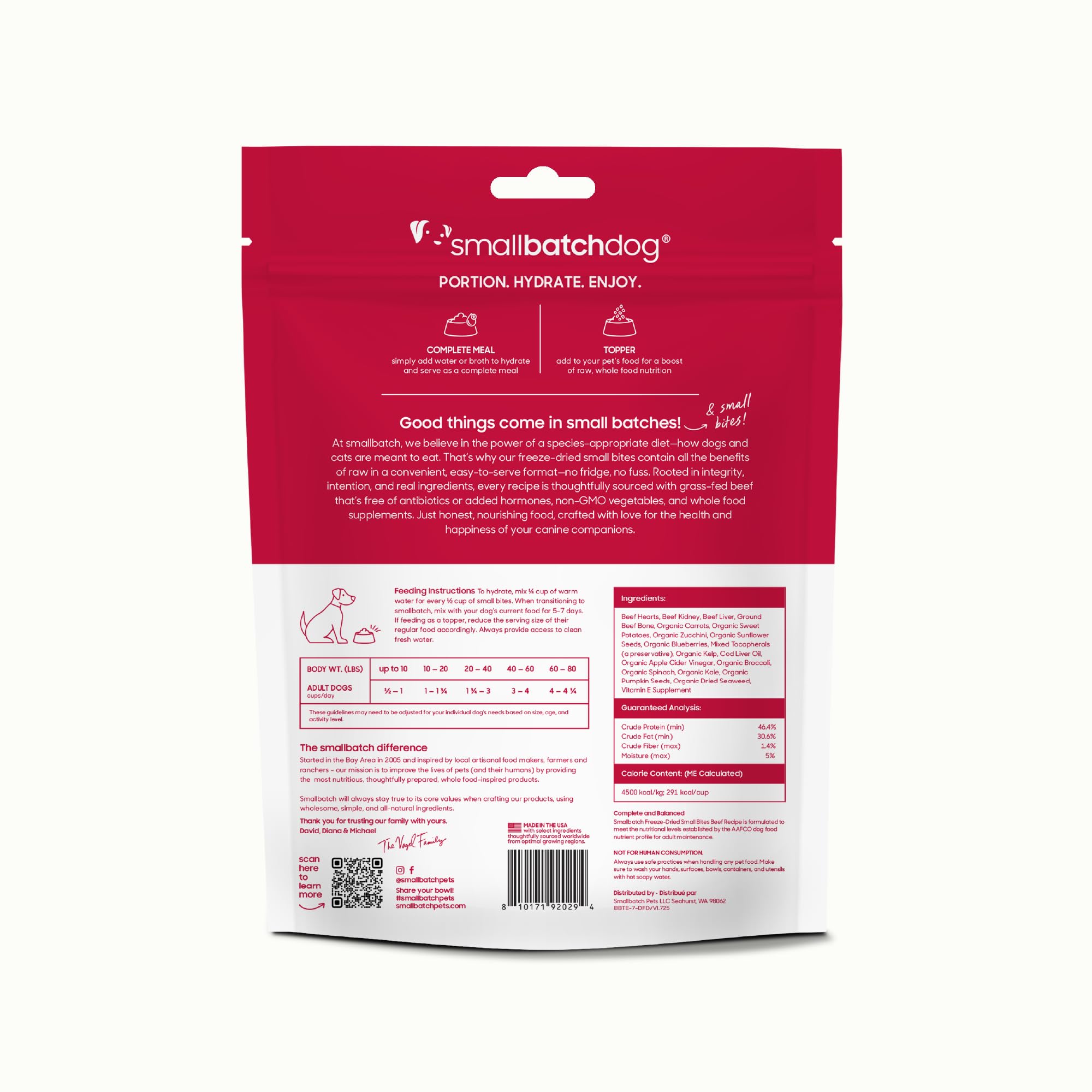 Smallbatch 7oz bag ready-to-serve for flexible feeding options.