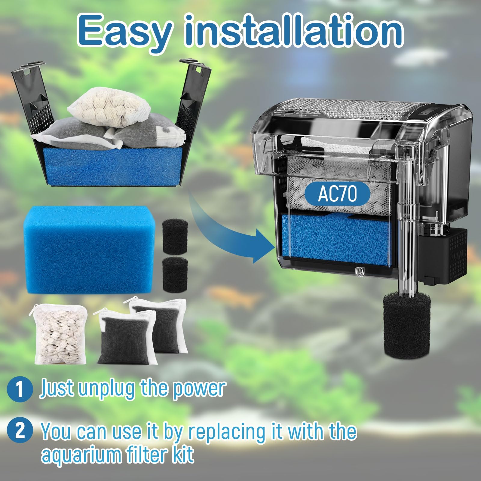 8B8B AC70 installation guide shows easy setup and maintenance.
